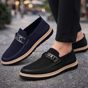 Royal Buckle Mesh Loafers